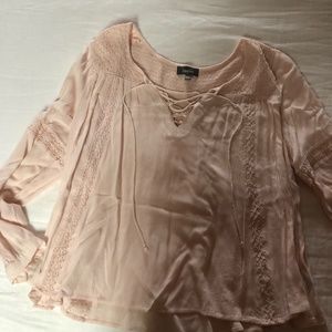 Neiman Marcus Blush Linen Blouse